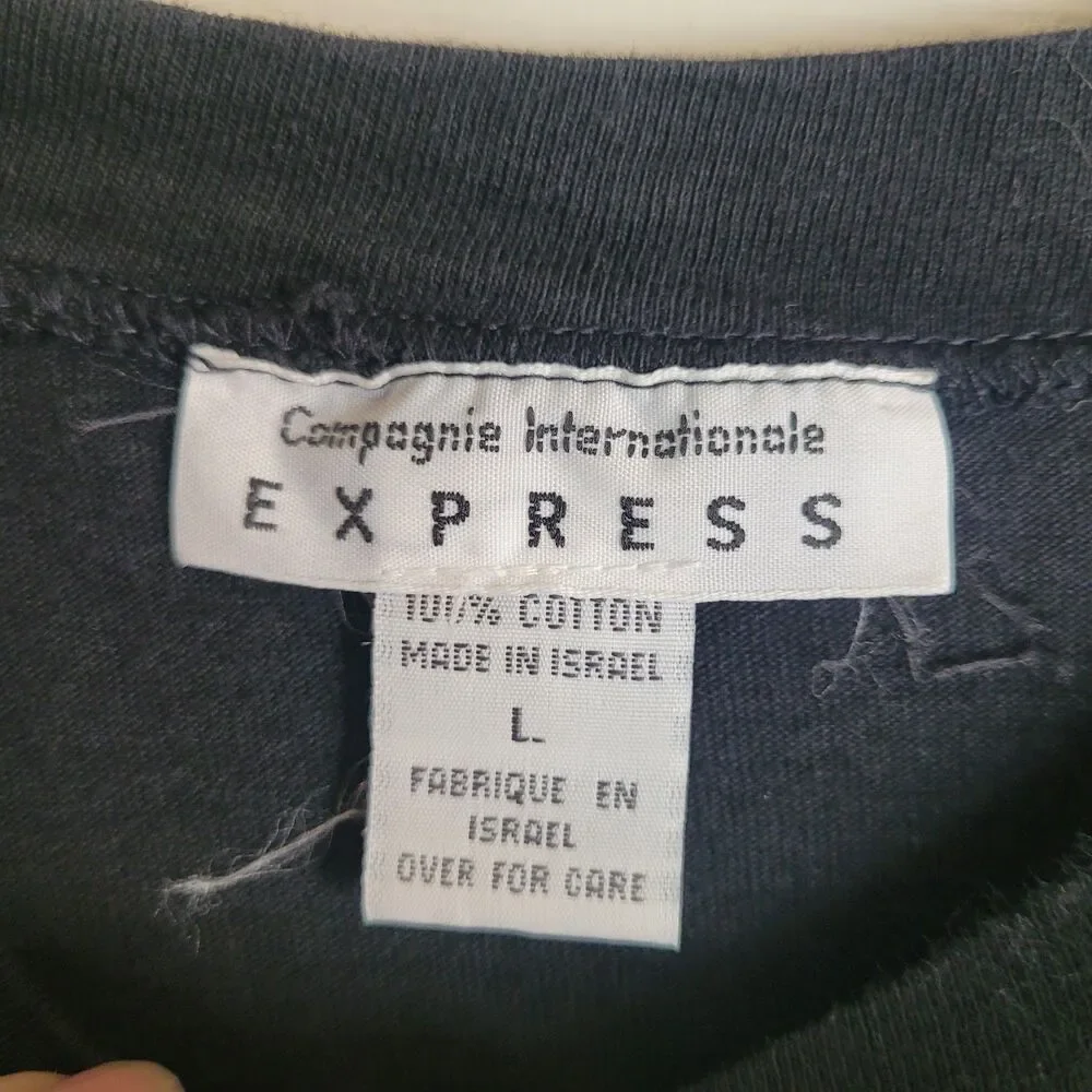 Vintage Express‎ Compagnie Internationale Jersey Dress Women's Large L Black 90s